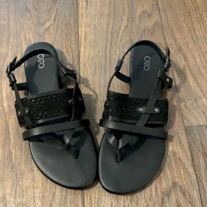 Adjustable back black sandals. LIKE NEW CONDITION